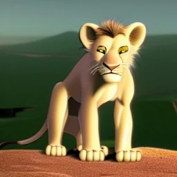 Lion King animated White male lion Chachi emerald green eyes