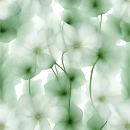 Ethereal Blooms, transparent flowers, glass like natural flowers, green leaves, water drops