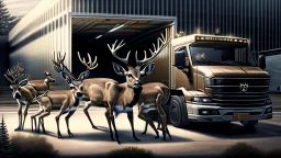 the deceased fawn's mobster like deer family raid the large moving truck company corporate complex using Human like Mafia style brute force