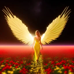 Flower, face,angel, blondie, beautiful place,amazing, cosmic, colors, planet, gold, realistic, photo real, stars night, detailed, high contrast, 8k high definition, unreal engine 5, extremely sharp detail, light effect, light background