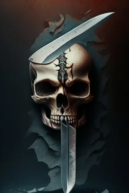 A picture of knife in the Skull