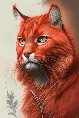 Draw a wild red cat
