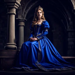 Medieval princess in blue dress, 4K, high quality