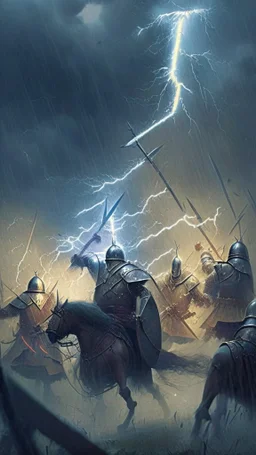 lightning hitting medieval army