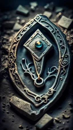 On the old grave lies a magical amulet in horror style