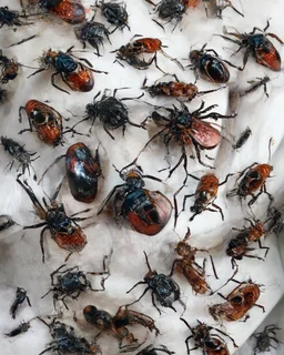 horror, swarming mechanical robotic insects, bugs, cockroaches, flies, spiders, screaming mannequin, pain, decay