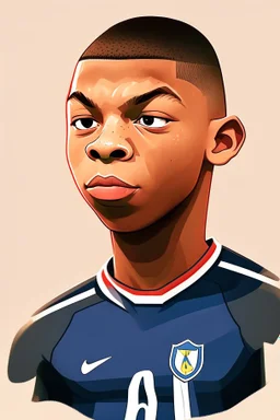 Kylian Mbappe French soccer player ,cartoon 2d