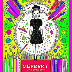 An image featuring Mercy, a spirited young girl with a passion for drawing. At the top of the image, the words "Mercy G Arts, The Pencil Lady" are elegantly displayed in artistic font, surrounded by colorful pencils and sketches. Mercy herself is captured in her element, surrounded by an array of colorful pencils and sketchbooks. With focused determination, she brings her imagination to life on paper, creating intricate worlds and characters.