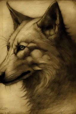 Portrait of a wolf made by Leonardo da Vinci