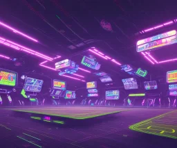 cyberpunk football stadium, cyberpunk, full body, realistic, intricately detailed, neon lighting, vivid colors, neon, futuristic, 64k