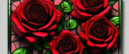 3d red roses flower pattern, stained glass --tile