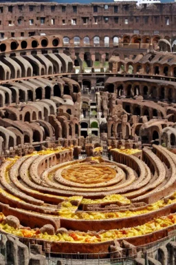 Colosseum made of pizza