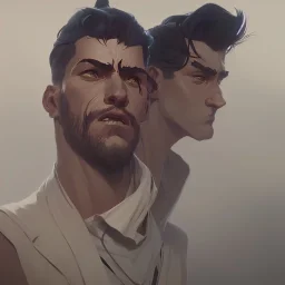 male facial expresion,majestic, flow, illustration, concept art, by Greg Rutkowski, Sung Choi, Mitchell Mohrhauser, Maciej Kuciara, Johnson Ting