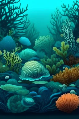 Lush rich ocean life, Oysters, vector animation, color design