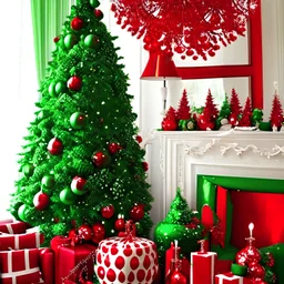vibrant Christmas green, with accents in red and white
