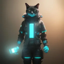 Cyberpunk outfit cybernetic cat unreal 5, octane render,cinema4d, dynamic lighting, dramatic lighting, 4k, redshift render, highly detailed, hyper realistic, in space