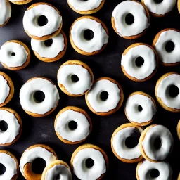 White and black striped donuts on a black table