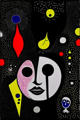 Black heart and face and blood and oil paints by Joan miro