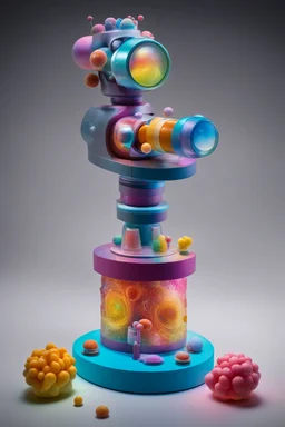 “Чупа-чупс как микроскоп”: Разместите вокруг статуи интерактивные микроскопы, которые будут показывать различные объекты, или проекции микромира.