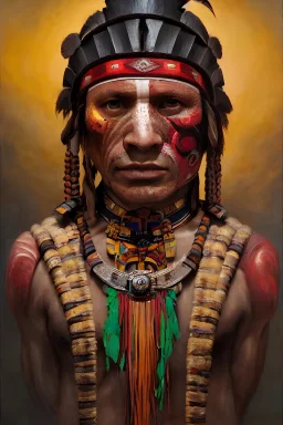 Inca warrior, aztec, rich deep colors masterpiece, sMartin Wittfooth, Luigi Spano, Mandy Jurgens, stellar photography, No skin, muscles showing, flesh, human face anatomy, Close-up, Portrait, Photorealism, crumbles into pieces, Melancholie, Lumen Reflections, Photojournalism, , rich details, ultra-HD