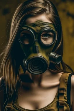 Woman with gas mask