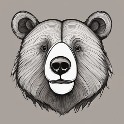 funny bear head from profile, simplified sketch 70's cartoon style, monochromatic stmp technique