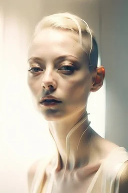 Portrait, woman, no air, creamy colors, futuristic, no hair