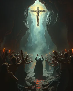 Bosch painting style, nightmare , sinners people suffering in hell crying for mercy and forgiveness , dramatic, great quality picture with cinematic scenes