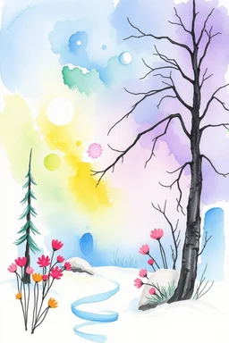 SKETCH WATERCOLOR PASTEL COLOURS - “The Ice Garden”