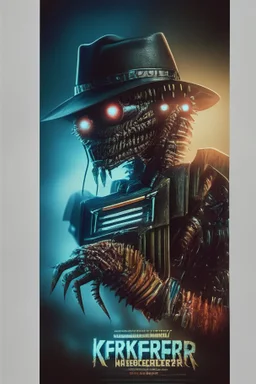 freddy kreuger as a robotic grashopper, movie poster, 8k, lightfield