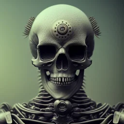 skeleton samurai warrior full with blood in hr giger style, steam punk, realistic, made in octane, cinematic, ultra-realistic, extremely detailed octane rendering, 8K, VRAY Super Real ar 2:3, dof photorealistic futuristic 50mm lens hard lighting dark gray tintype photograph, realistic lighting, sepia color