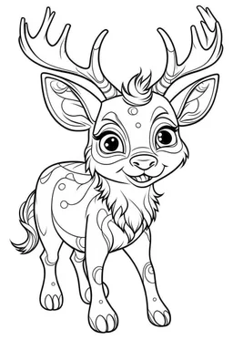 coloring page for kids, Rudolph the Red-Nosed Reindeer, cartoon style, thick outline, low details, no shading, no color