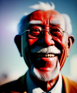 Ultra Realistic photo, medium shot view, drunken sweet happy old Asian man, carnival scene, monster hair, steampunk style. Red hair, confeti, smile, happy, festival, ovnis, gradient color fog. highly detailed, concept art, unreal engine 5, ray tracing, RTX, lumen lighting, ultra detail, volumetric lighting, 3d, finely drawn, high definition, high resolution.