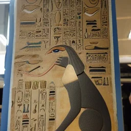 Ancient Egyptian cat overseeing humans at work.