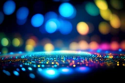 holographic emitter of high magnitude of a many abstract big dots wrapped in holographic lines of a wanting to become a kitten motion blur tilt shift