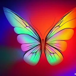 colored butterfly, luminous background