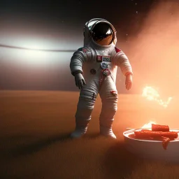 astronaut burning meat barbecue unreal engine 5, octan render