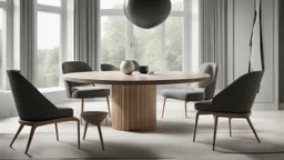 A contemporary, round multi-purpose guest table with a bold, new shape.