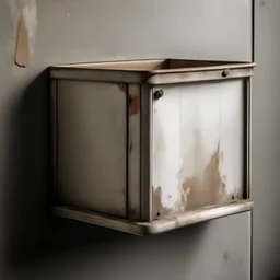 old opened metal box on a wall with paper in it