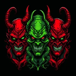 Black demon and red demon and green demon