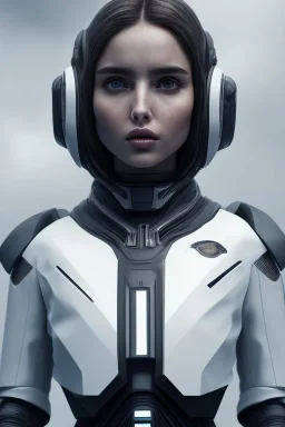 Ana de Armas, Black intergalactic pilot suit, portrait, bright white eyes, wearing high tech pilot breathing mask, beautiful face, white smoke, dark, rage, sorrow, high definition, ultra 8 k, volumetric lighting, blue fire, fog