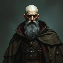 A bald greyskinned noble with a renaissance coat fantasy grimdark realistic