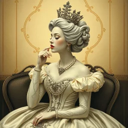 Marie Antoinette in art déco style, dreaming