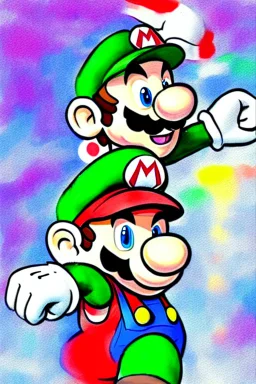 Waterbrush Mario illustration