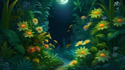 path jungle moon flowers