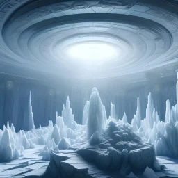 Superman’s fortress of solitude, interior,built from glacial ice, expensive bright interior, cascade, columns, Elegant. Extremely detailed. Award winning photography. Fantasy. 8k. Cinematic lighting. Photorealistic. Dynamic lighting. Imperial colors. Crisp quality. Unreal Engine. Colourful cinematic postprocessing. VRay.