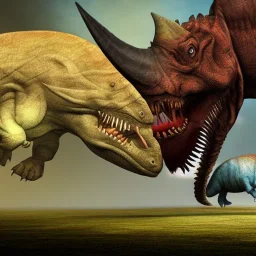 Tyrannosaurus chasing Triceratops