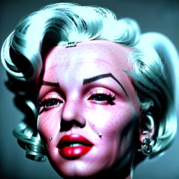 Realistic image portrait, sweet Marylin Monroe, cyberpunk style, highly detailed, unreal engine 5, ray tracing, RTX, lumen lighting, ultra detail, volumetric lighting, 3d, finely drawn, high definition, high resolution.