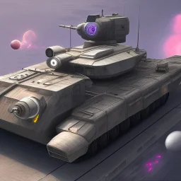 flying military star tank in solar space