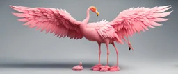 construction crane wolf flamingo with wings